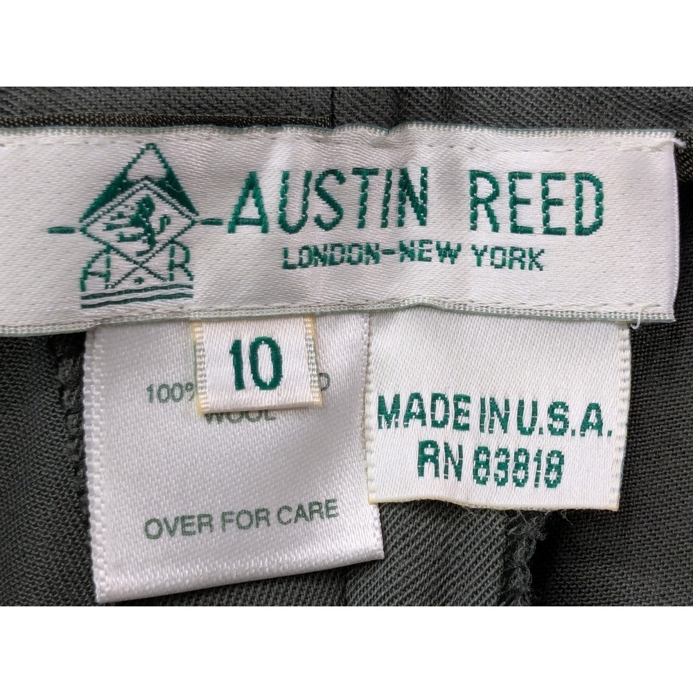 Austin Reed Classics Green 100% Worsted Wool Pleated High Rise Trousers Size 10 - Picture 4 of 14